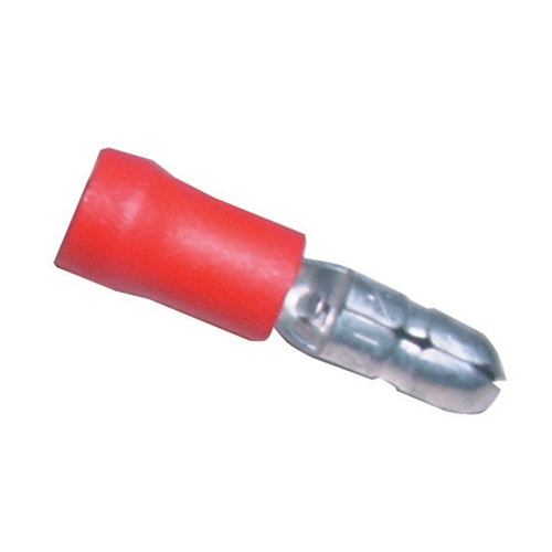 Narva 4mm 100 Piece Vinyl Crimp Terminal Male Bullet, Red