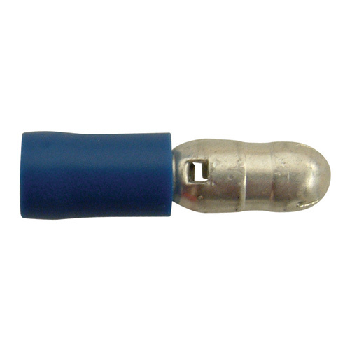 Narva 4mm 100 Piece Vinyl Crimp Terminal Male Bullet, Blue