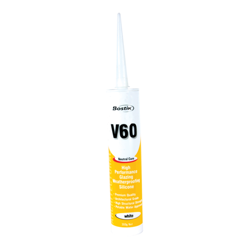 V60 CLEAR SILICONE SEALANT NON ACETIC 300GM TUBE. 309470 / 30804561