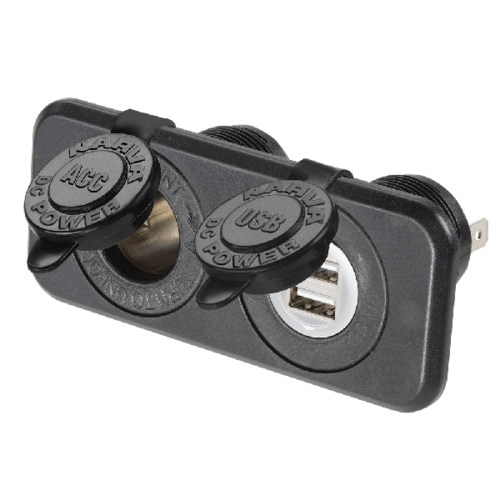 Narva Heavy-Duty Twin Accessory Dual USB Socket, Single