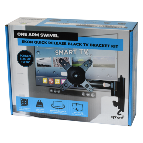 Sphere Ekon Quick Release Black TV Bracket Kit - One Arm Swivel