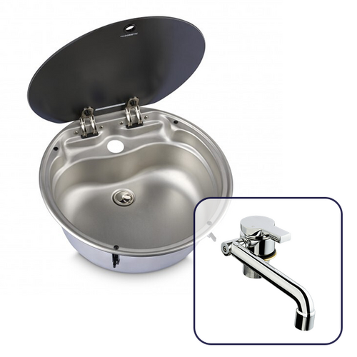 Dometic 39 mm Round Basin with Lid and Hot & Cold Tap