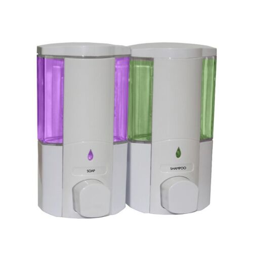 SOAP DISPENSER DOUBLE 400MLX2 WHITE AND CLEAR