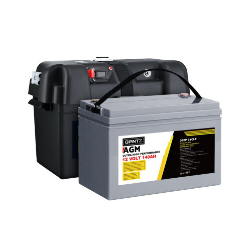 Giantz 12V 140Ah AGM Deep Cycle Battery with Battery Box