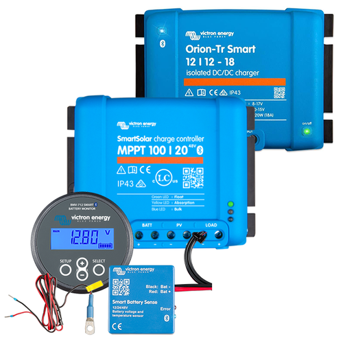 Victron SmartSolar Bundle with Orion-Tr Smart 12/12-18A DC-DC Charger, SmartSolar MPPT 100/20 Charge Controller & BMV-712 Smart Battery Monitor