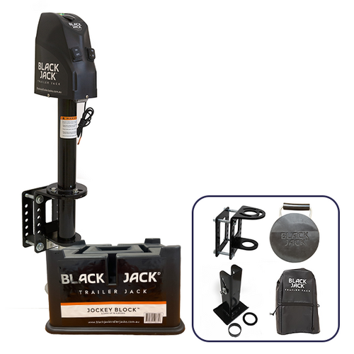 Black Jack Electric Trailer Jack Bundle with Jockey Block