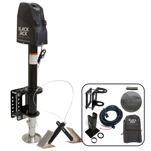 Black Jack Electric Trailer Jack Bundle with Harness kit & Chokka