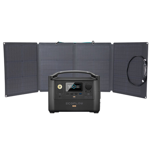 EcoFlow River600 PRO Portable Power Station (60Ah@12V) Bundle with 110W Monocrystalline Folding Solar Panel