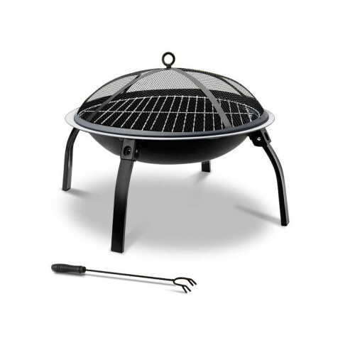 Fire Pit BBQ Charcoal Smoker Portable Outdoor Camping Pits Patio Fireplace 22"