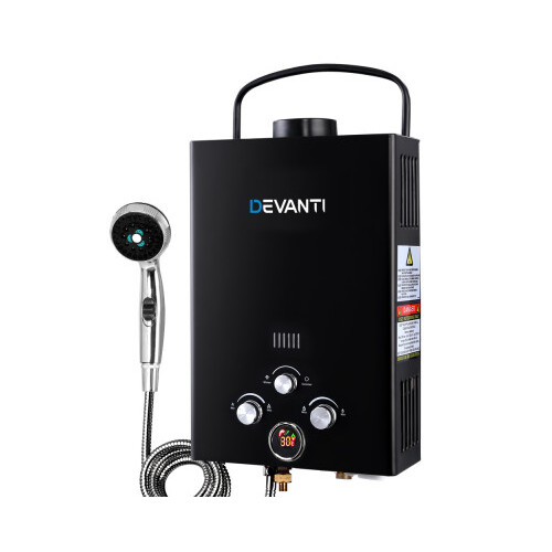 Devanti Black Portable Gas Water Heater