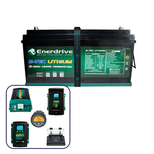 Enerdrive B-TEC 200Ah Lithium Battery, 40A DC2DC, 40A AC, 2000W Inverter & ePro+