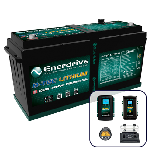 Enerdrive B-TEC 200Ah Lithium Battery, 40A DC2DC, 40A AC & ePro+ Monitor Bundle