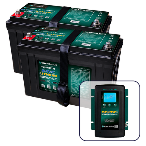 Enerdrive B-TEC 2 x 100Ah Lithium Battery & 40A DC2DC Charger Bundle