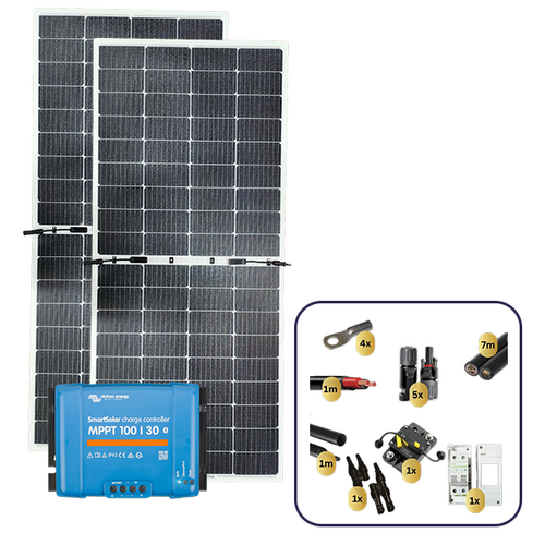 Sunman eArc 2 x 215W Flexible Solar Panel with Victron SmartSolar MPPT 100/30 Charge Controller & Wiring Kit