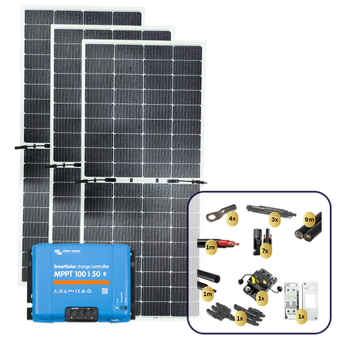 Sunman eArc 3 x 215W Flexible Solar Panel with Victron SmartSolar MPPT 100/50 Charge Controller & Wiring Kit