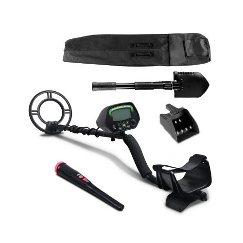 DZ Black Metal Detector with Pinpointer, Shovel & LCD Screen