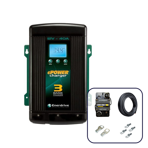 Enerdrive 40A AC to DC Battery Charger with Installation Kit