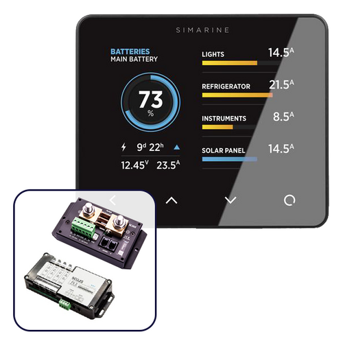 Simarine by Enerdrive, Black Digital Battery Monitor Pack (Shunt 300A & Quad Shunt 4 x 25A)