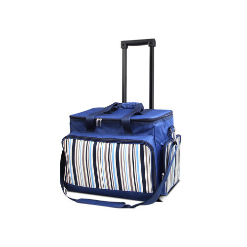 Alfresco 6 Person Picnic Bag Trolley Set - Blue