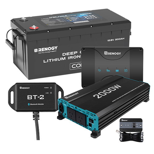 Renogy 200Ah Lithium Battery, 50A DC-DC Charger, 2000W Inverter & Bluetooth Module