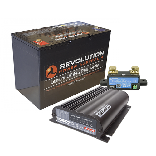 Revolution Power Entry Point 100Ah Lithium Battery Solution with Redarc 25A DC-DC Charger & Victron 500A SmartShunt