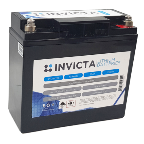 Invicta 12V 20Ah Lithium Battery with 4 Series Functionality