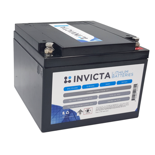 Invicta 12V 24Ah Lithium Battery with 4 Series Functionality