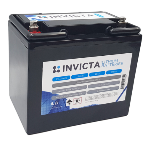 Invicta 12V 40Ah Lithium Battery with 4 Series Functionality