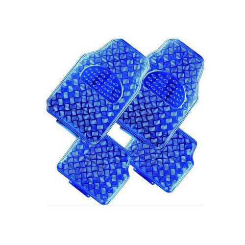 DZ Venom Aluminium Look 4-Piece Rubber Car Mat - Blue