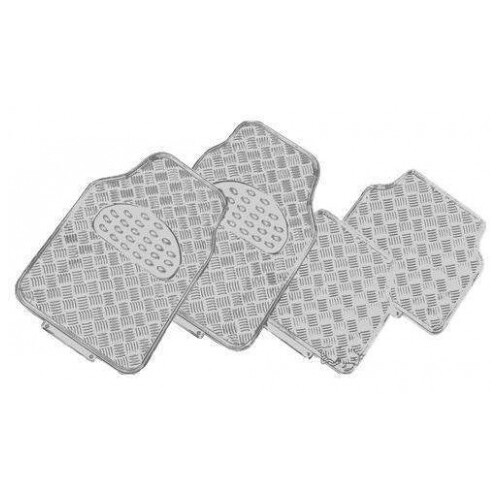 DZ Venom Aluminium Look 4-Piece Rubber Car Mat - Silver