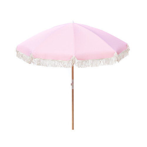 Havana Outdoors Dusty Rose 2 Metre Fringed Beach Umbrella