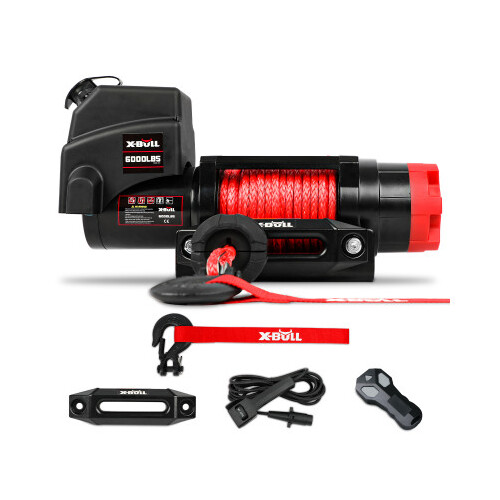 X-BULL 6000LBS 12V Synthetic Rope Wireless Remote Electric Winch