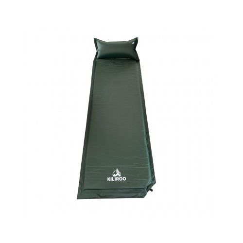 KILIROO Single Inflating Camping Mat with Pillow - Army Green