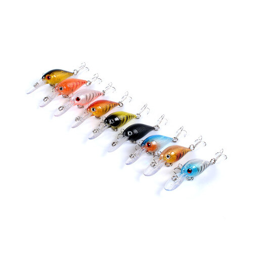 DZ 5.7cm Popper Crank Fishing Lure Surface Tackle Fresh Saltwater 9 Pack