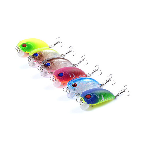 DZ 5.1cm Popper Crank Fishing Lure Surface Tackle Fresh Saltwater 6 Pack