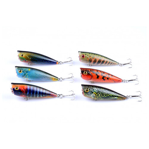 DZ 6cm Poppers Fishing Lure Surface Tackle Fresh Saltwater 6 Pack