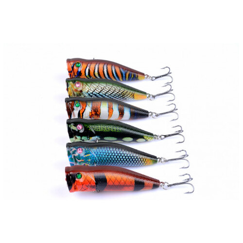 DZ 7cm Poppers Fishing Lure Surface Tackle Fresh Saltwater 6 Pack