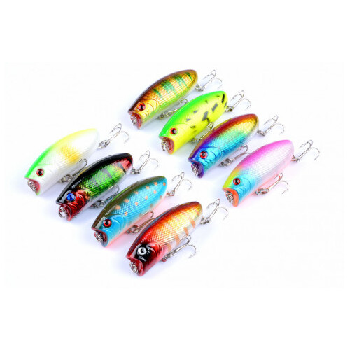 DZ 6cm Poppers Fishing Lure Surface Tackle Fresh Saltwater 8 Pack