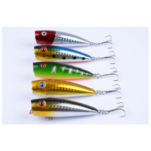 DZ 7cm Poppers Fishing Lure Surface Tackle Fresh Saltwater 5 Pack